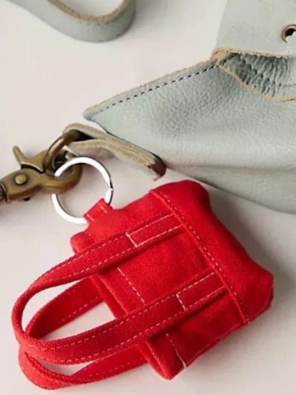 NWT Free People Caravan Canvas Mini Tote Charm Keychain